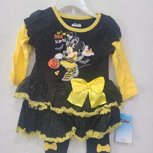 Disney Minnie “Don’t Bee Scared” Pant Set Halloween Outfit 12M 2pc – Nwt